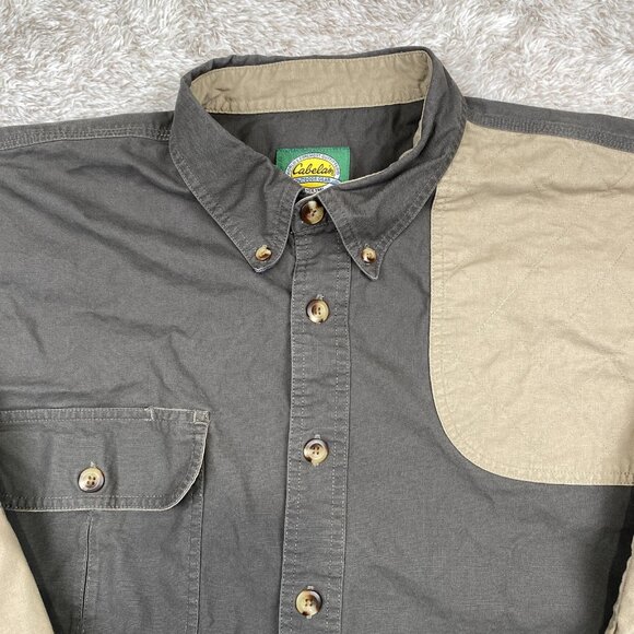 Cabela's Shirt Mens XL Gray Tan Long Sleeve Button-Up Shooting Hunting Outdoors - Picture 3 of 11